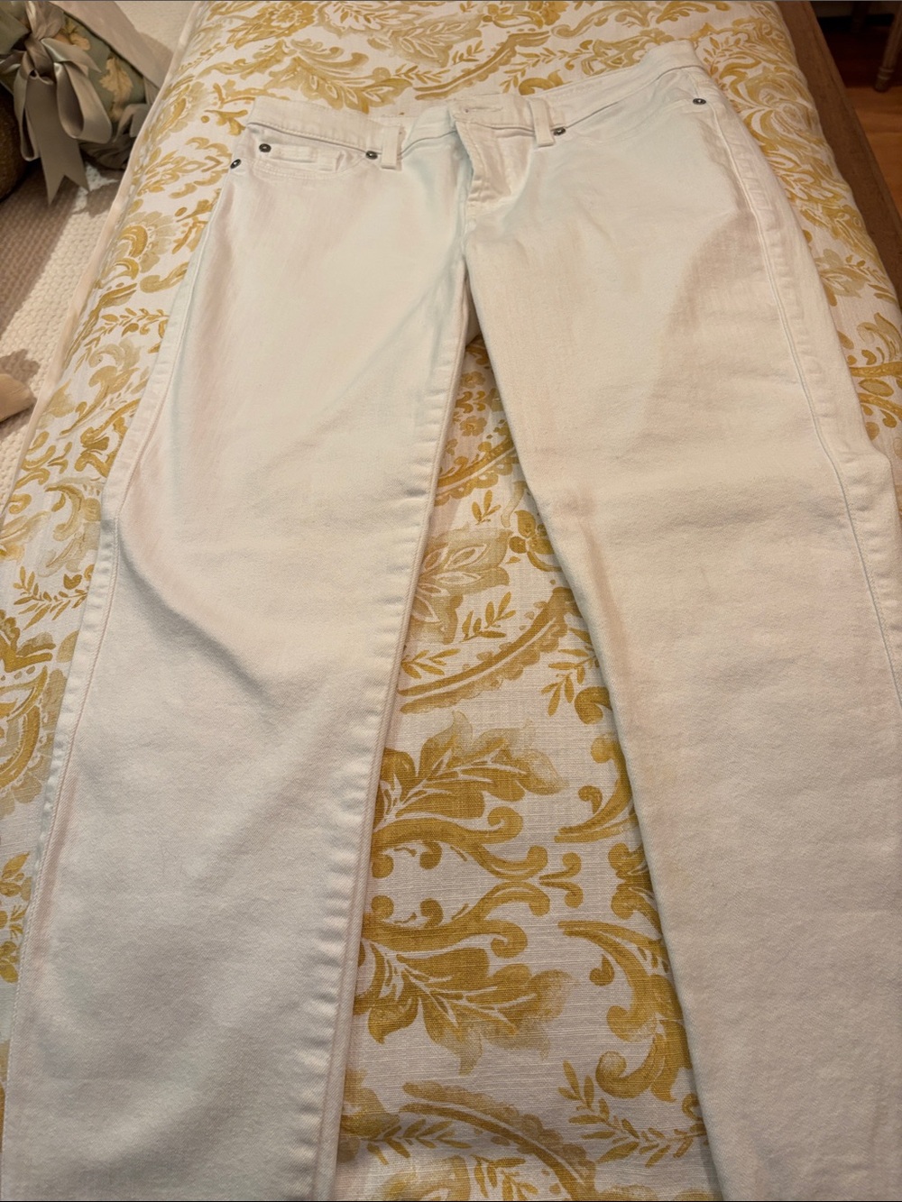 7 For All Mankind White Straight-Leg Jeans